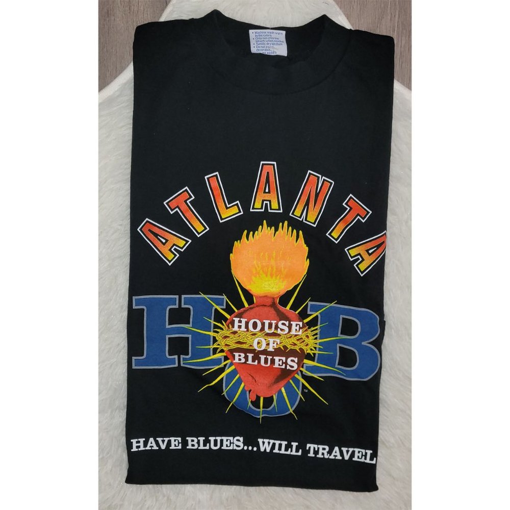 Vintage 1990s Atlanta House Of Blues Black Crew Neck T Shirt Size XL 48